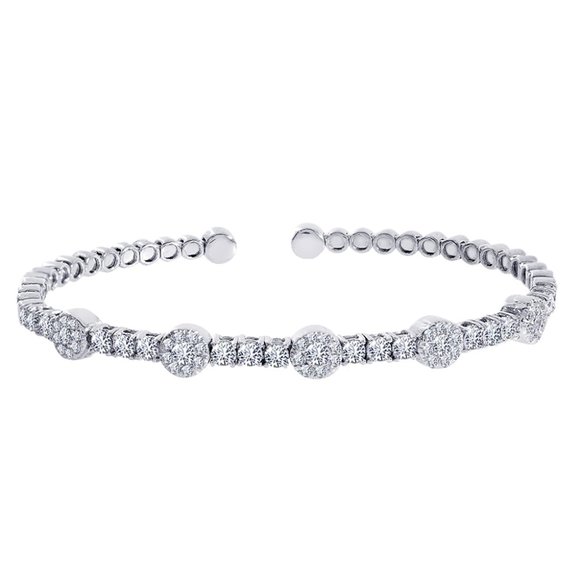 2.25 Carat Diamond Bangle 18K WG Bracelet - Picture 3 of 4